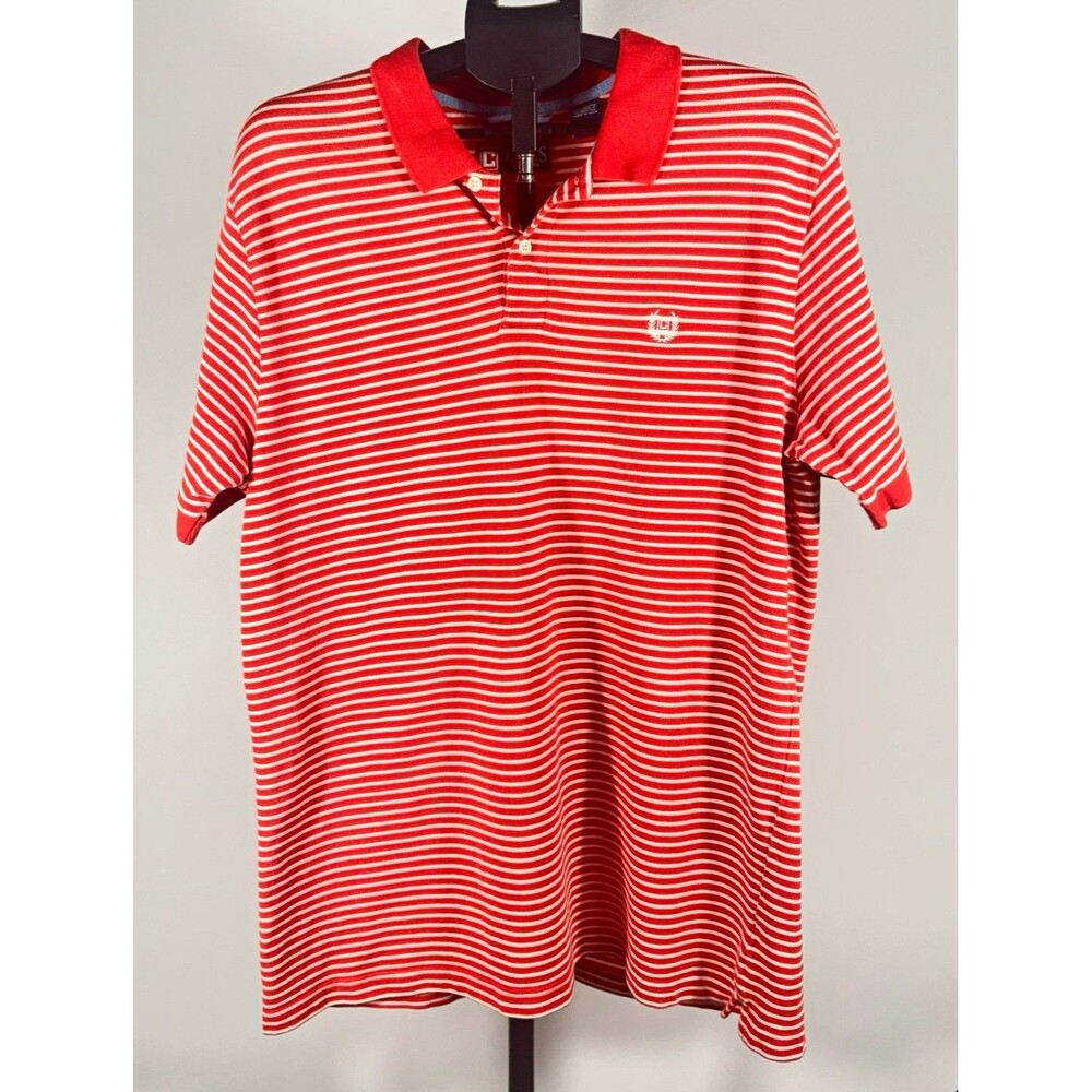 Chaps Men's Orange/White Striped Polo Shirt Short Sleeve Size XL Cotton